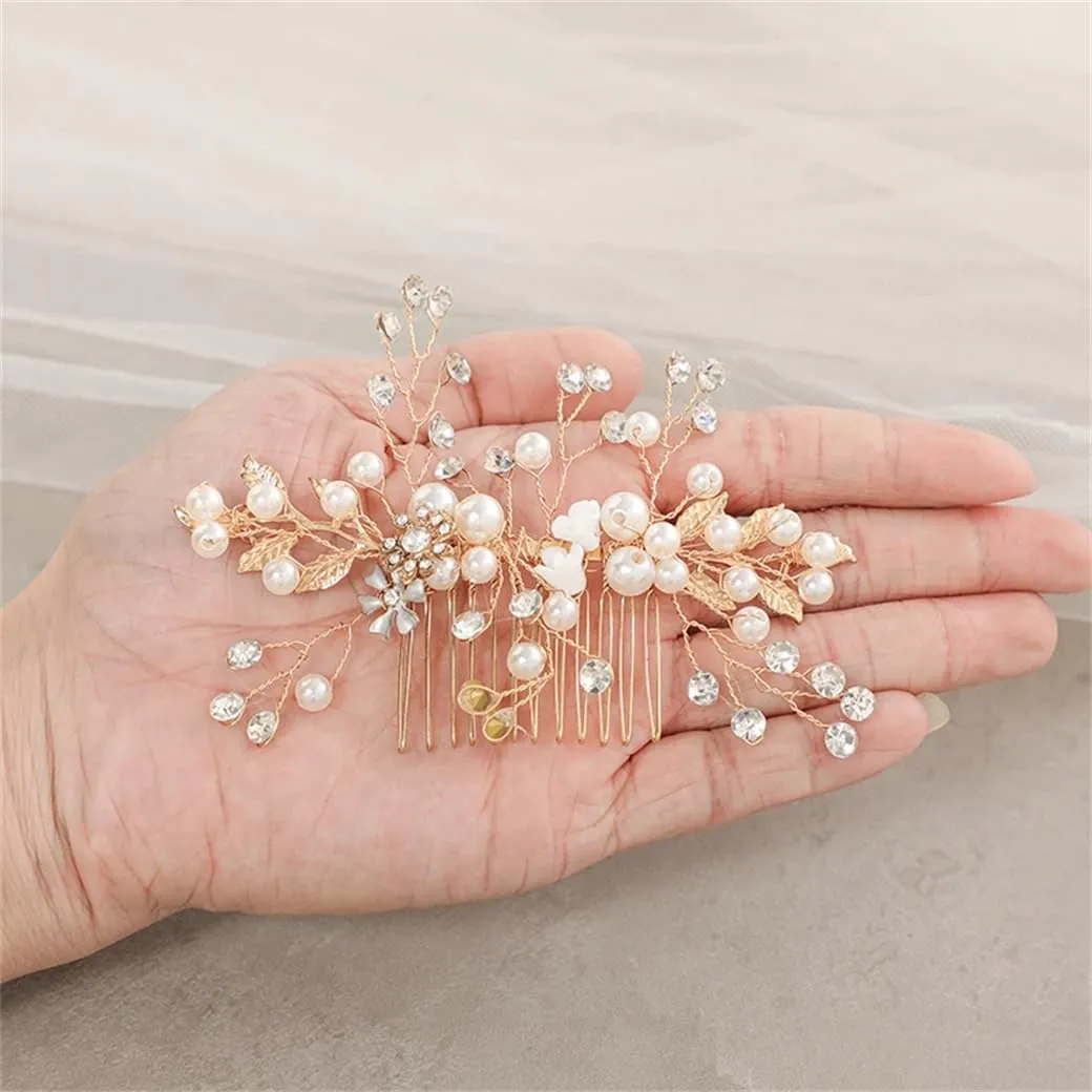 Hair Comb Clip Pin Rhinestoness Headband For Women Party Bridal Wedding Hair Accessories Jewelry Rose Gold