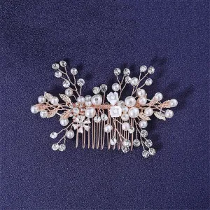 Hair Comb Clip Pin Rhinestoness Headband For Women Party Bridal Wedding Hair Accessories Jewelry Rose Gold