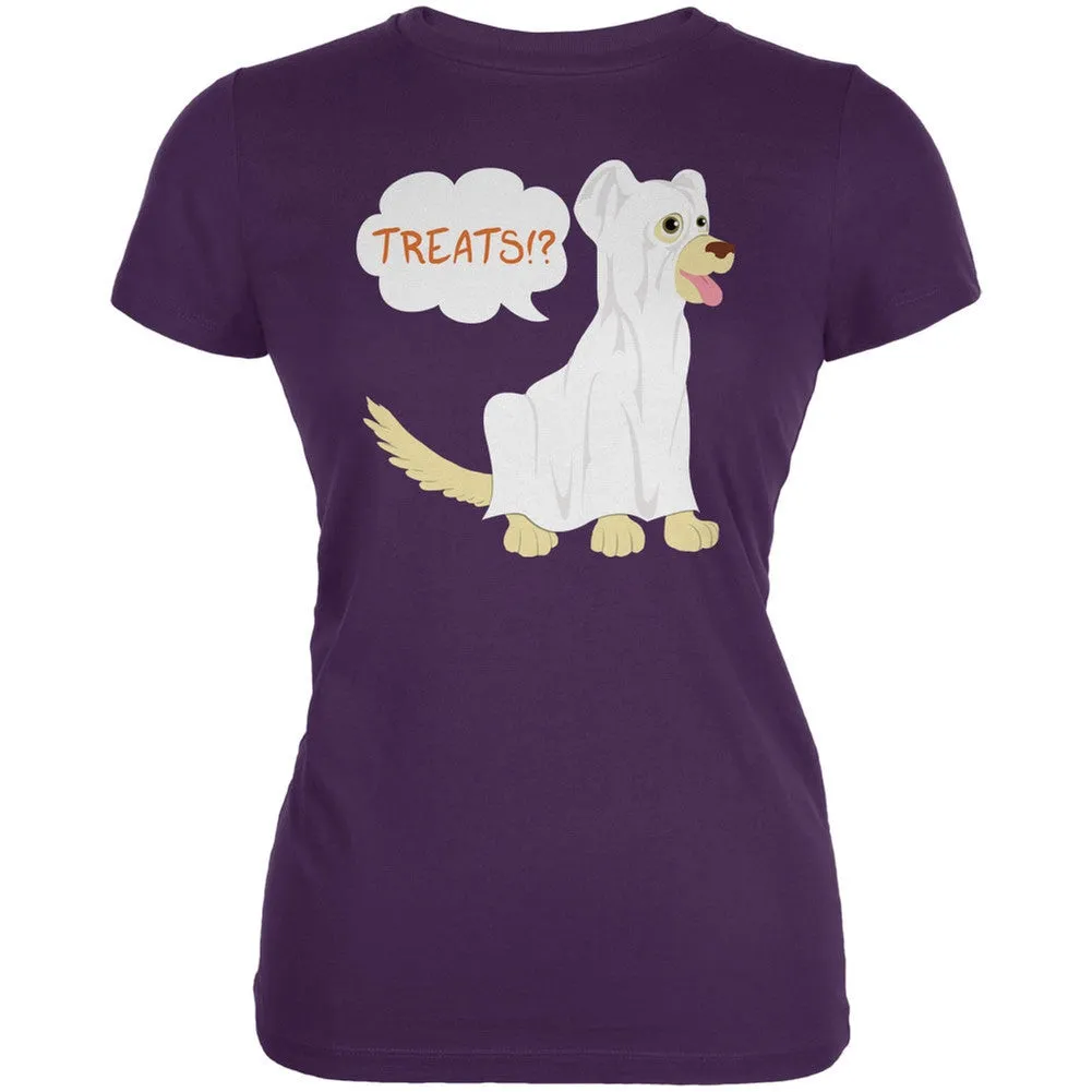 Halloween Ghost Treats Dog Purple Juniors Soft T-Shirt