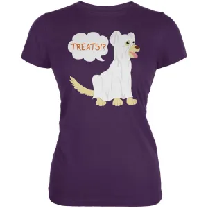 Halloween Ghost Treats Dog Purple Juniors Soft T-Shirt