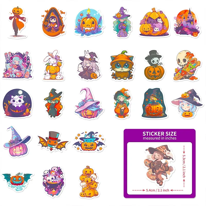 Halloween Pumpkin Witch Cartoon Vinyl Sticker