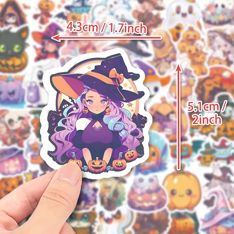 Halloween Pumpkin Witch Cartoon Vinyl Sticker