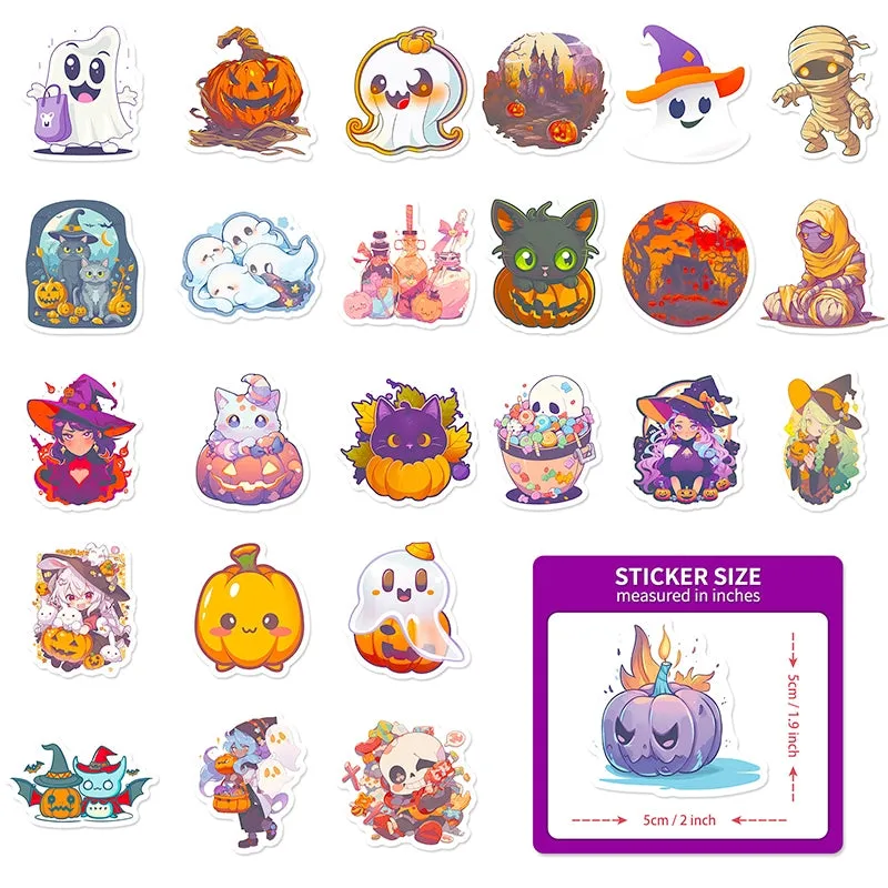 Halloween Pumpkin Witch Cartoon Vinyl Sticker