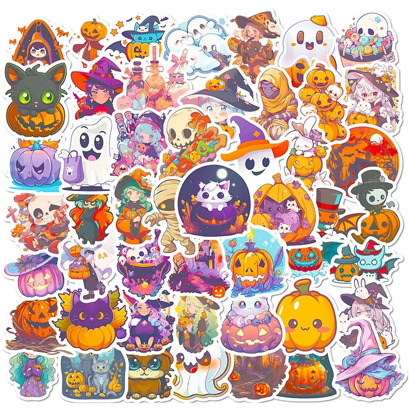 Halloween Pumpkin Witch Cartoon Vinyl Sticker