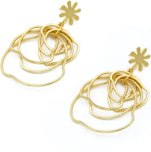 Handcrafted Gold-Plated Dangle Earrings – Contemporary Minimalist Jewelry for Women, Medium, Brass, No Gemstone