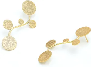 Handcrafted Gold-Plated Stud Earrings – Lightweight Minimalist Jewelry for Women, Medium, Brass, No Gemstone