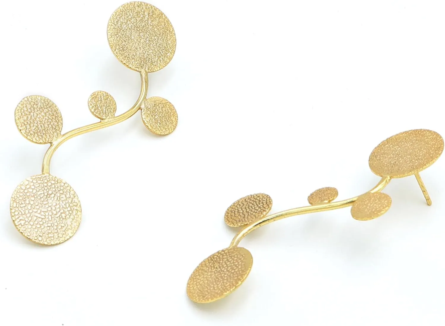 Handcrafted Gold-Plated Stud Earrings – Lightweight Minimalist Jewelry for Women, Medium, Brass, No Gemstone
