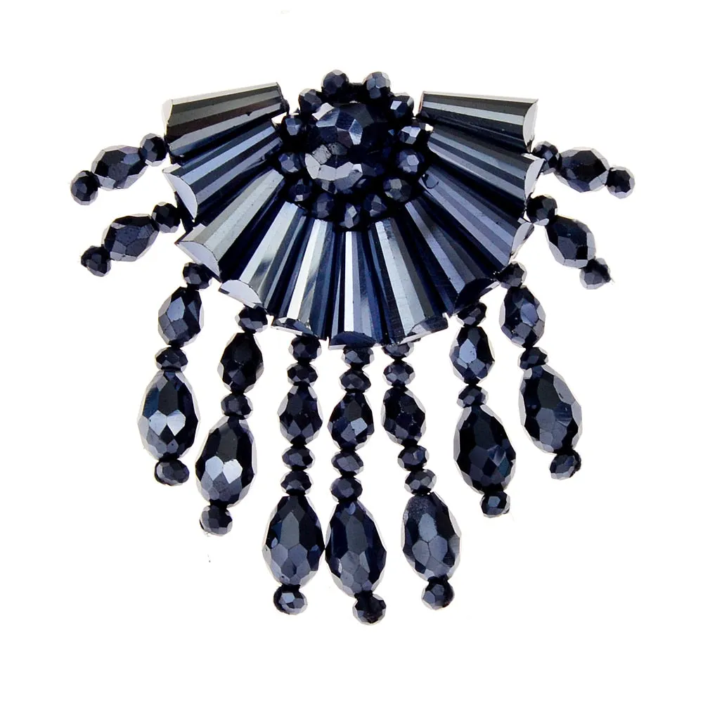 Handmade Crystal Bead Braid Fan Brooches For Women And Men