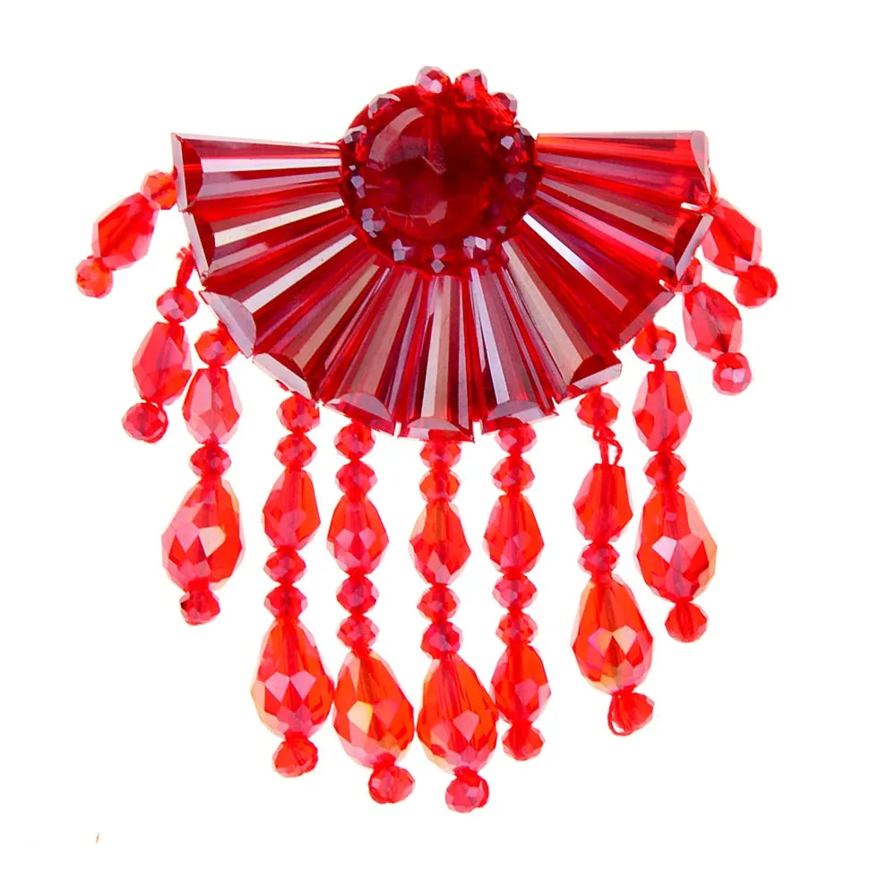 Handmade Crystal Bead Braid Fan Brooches For Women And Men