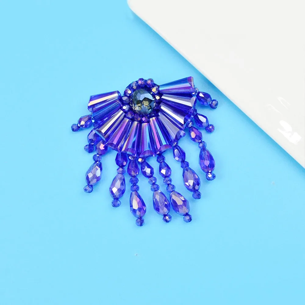 Handmade Crystal Bead Braid Fan Brooches For Women And Men