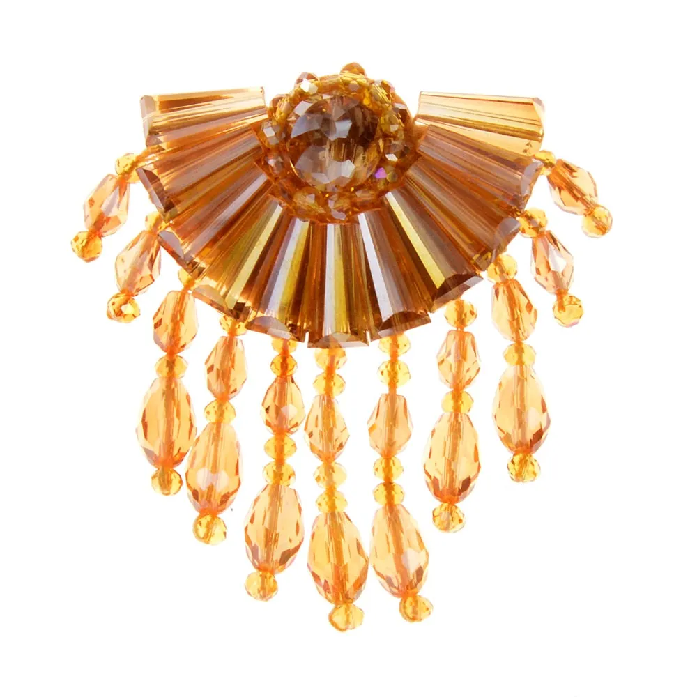 Handmade Crystal Bead Braid Fan Brooches For Women And Men