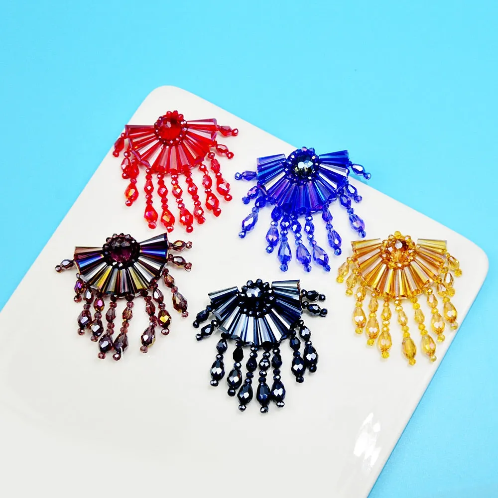 Handmade Crystal Bead Braid Fan Brooches For Women And Men