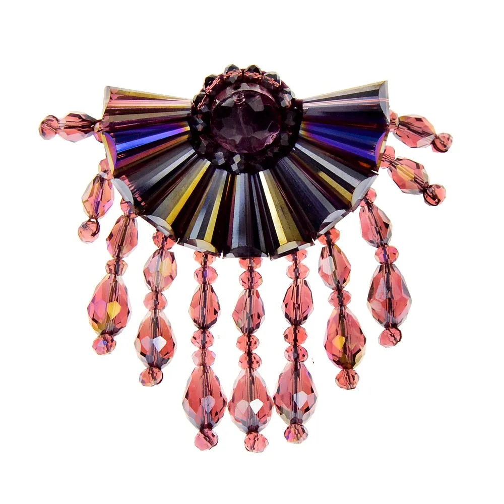 Handmade Crystal Bead Braid Fan Brooches For Women And Men