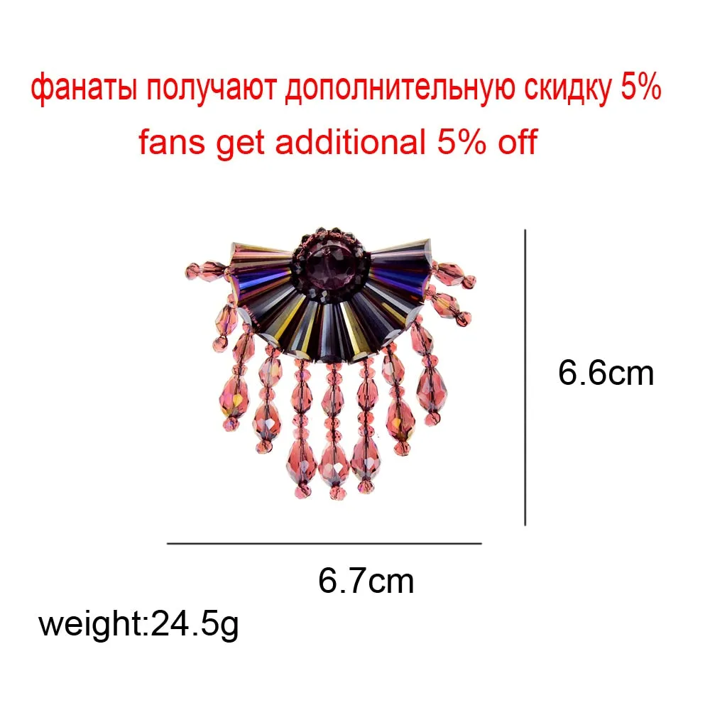 Handmade Crystal Bead Braid Fan Brooches For Women And Men