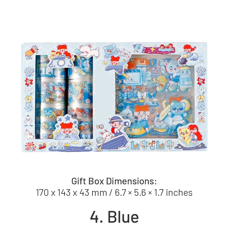 Happy Day Cartoon Girl and Boy Clear Transparent Material Scrapbook Kit