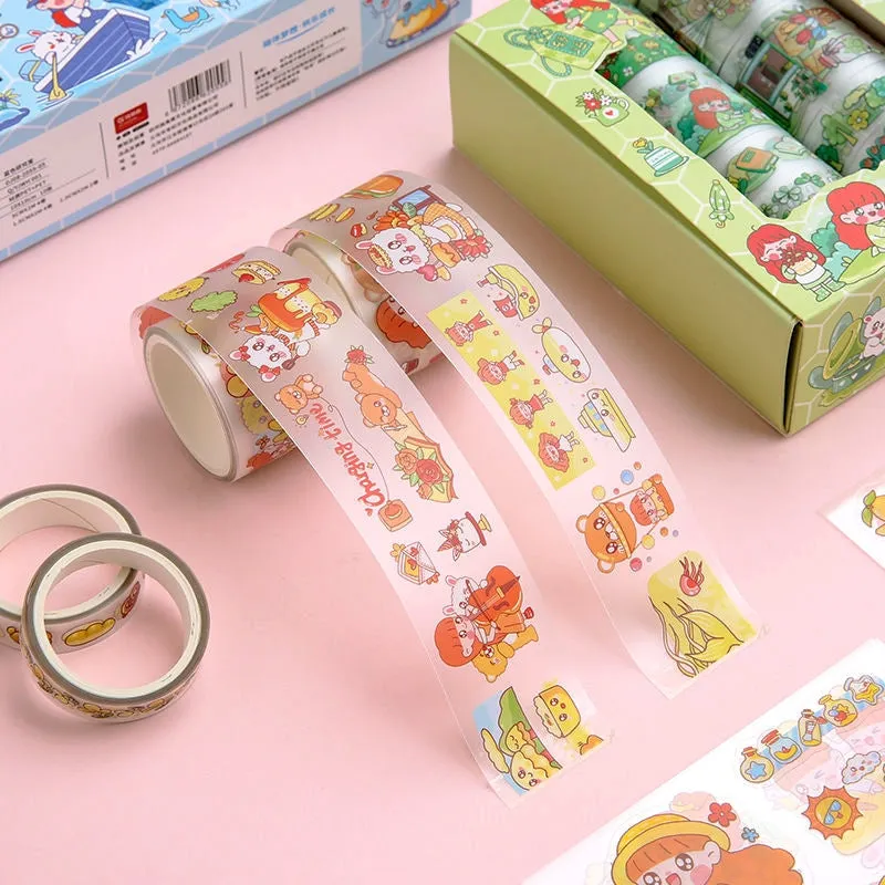 Happy Day Cartoon Girl and Boy Clear Transparent Material Scrapbook Kit