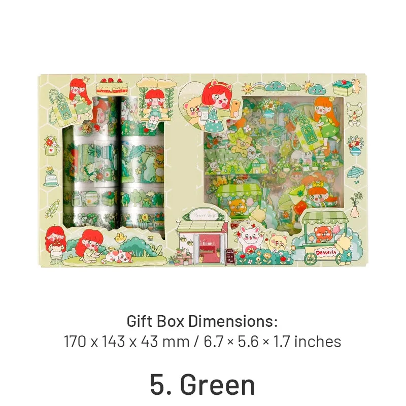 Happy Day Cartoon Girl and Boy Clear Transparent Material Scrapbook Kit