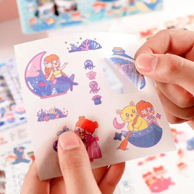 Happy Day Cartoon Girl and Boy Clear Transparent Material Scrapbook Kit