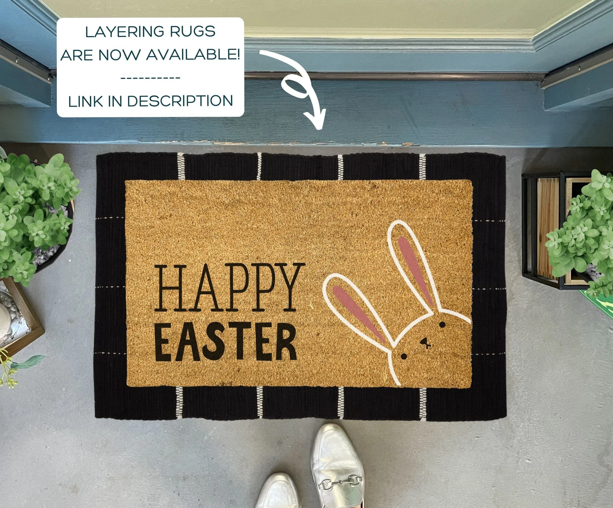 Happy Easter Bunny Outdoor Doormat