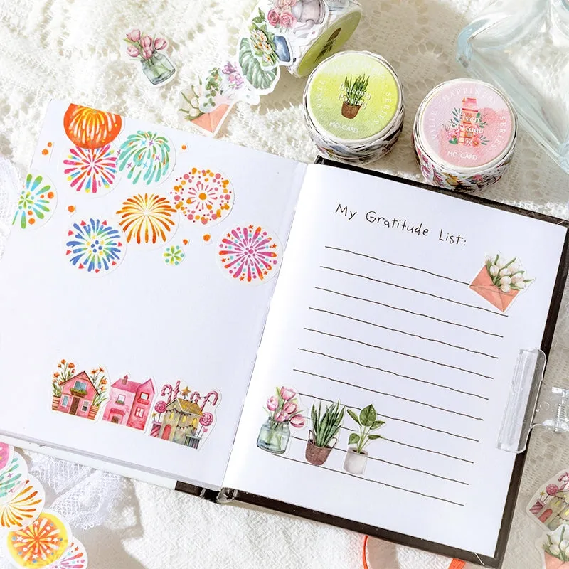 Happy Town Series Cartoon Retro Rolled Washi Stickers