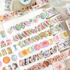 Happy Town Series Cartoon Retro Rolled Washi Stickers
