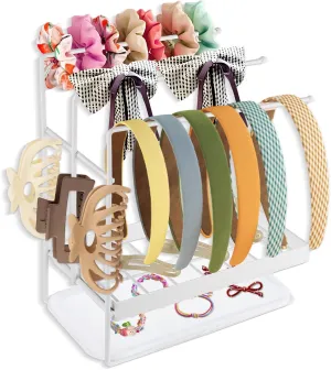 Headband Holder Organizer, Versatile Headband Holder Stand Storage, Headband Organizer Stand, Large Scrunchie Holder for Girl/Baby/Women, Hair Accessories Organizer Rack for Hair-Tie/Claw/Clip/Bow