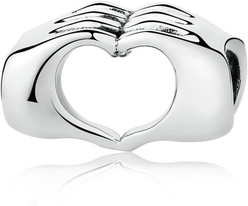 Heart Charm Heart in Your Hands 925 Sterling Silver Love Charm Valentine Charm Anniversary Charm Birthday Charm for Pandora Bracelet