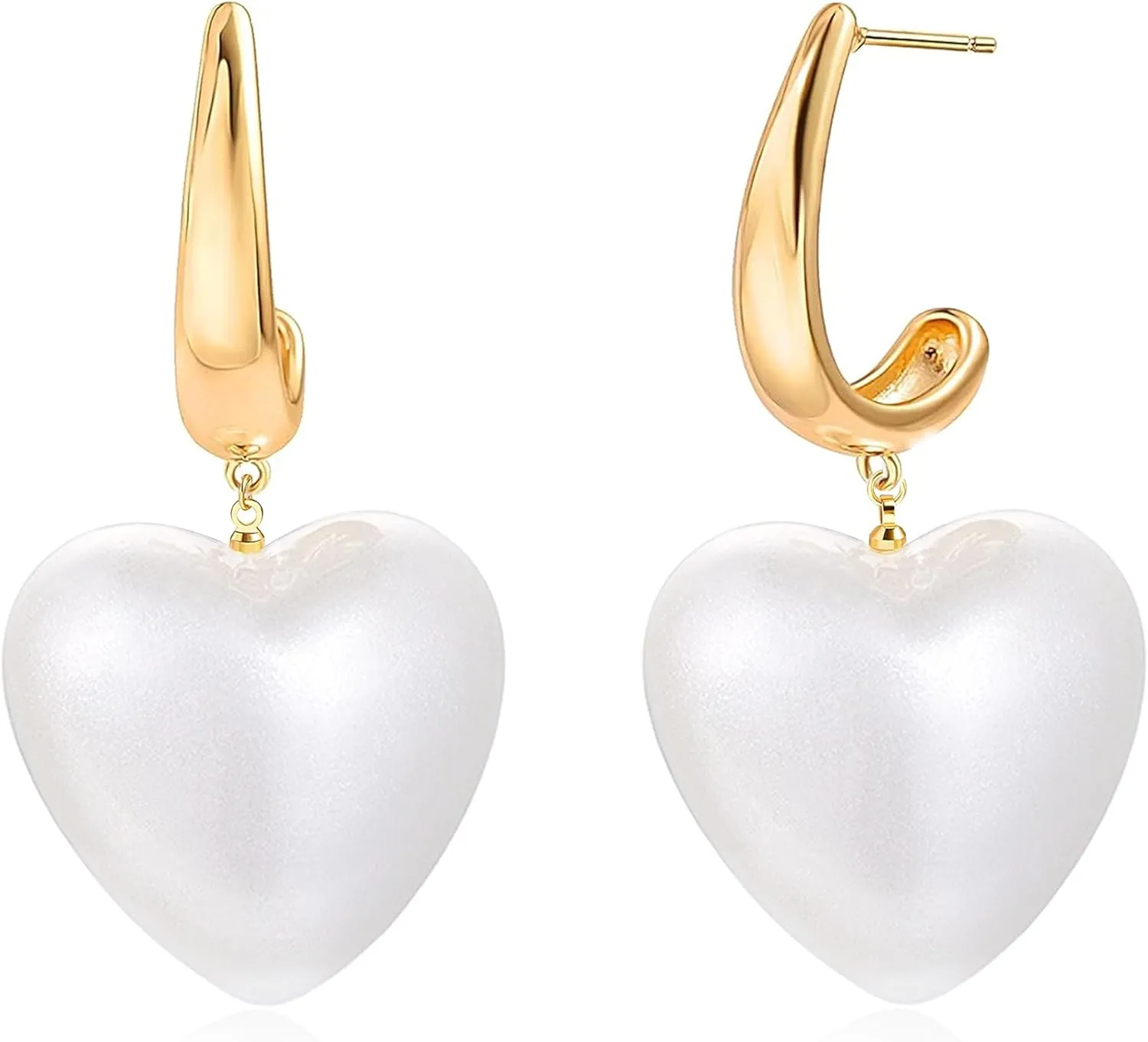 Heart Earrings for Women 18K gold Plated Love Heart Pearl Drop Dangle Earrings Bridesmaid Gift Elegant Wedding Jewelry