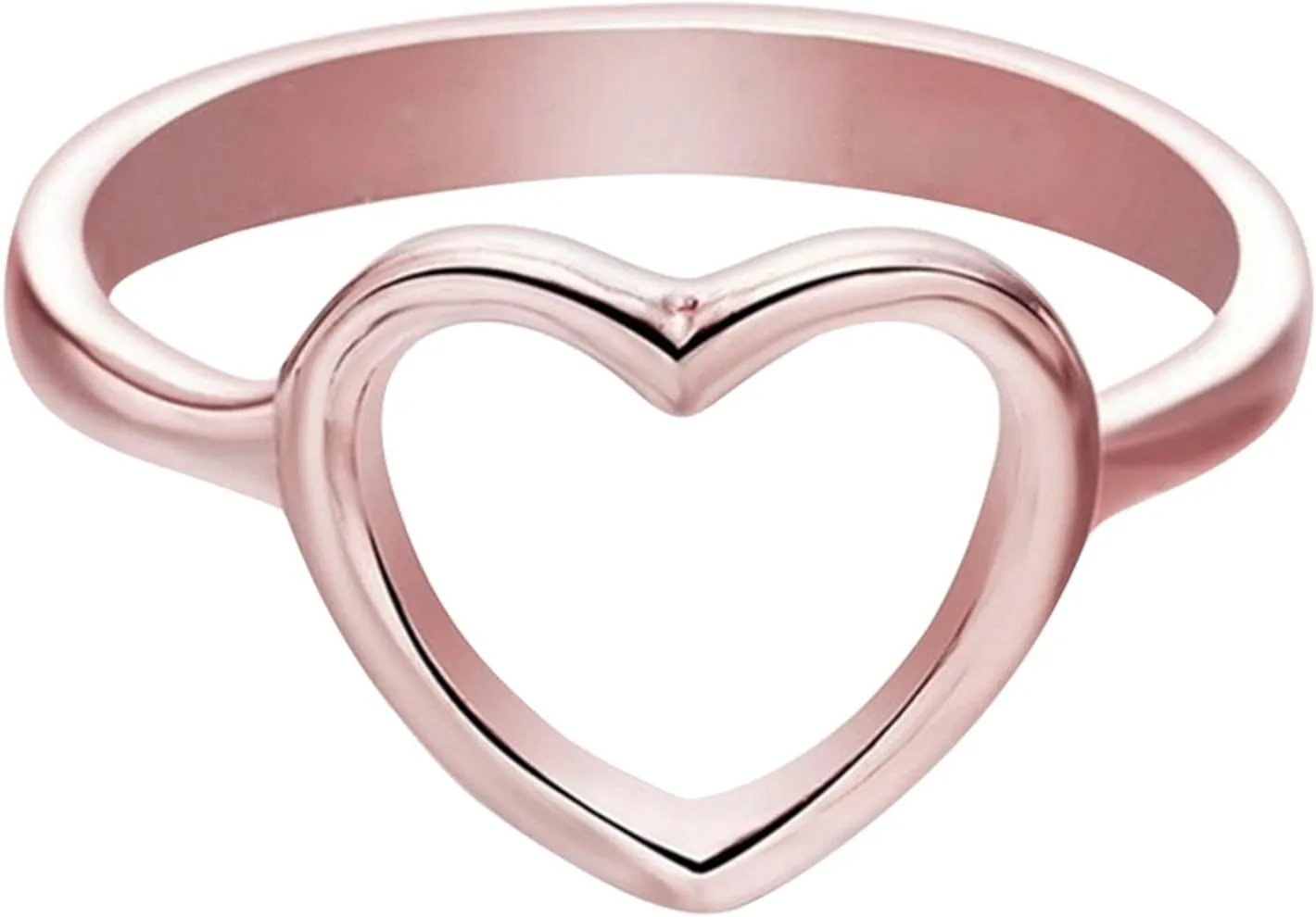 Heart Shaped Ring for Women Minimalist Design Wedding Rings for Bride Engagement Rings (Rose Gold, 6)