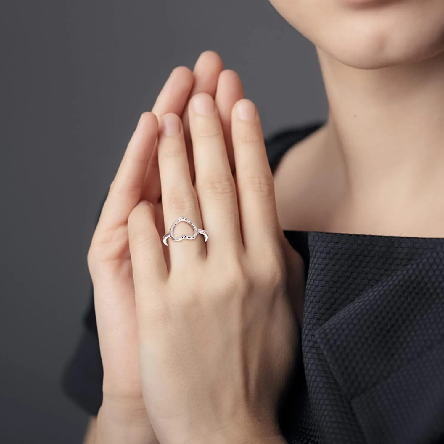 Heart Shaped Ring for Women Minimalist Design Wedding Rings for Bride Engagement Rings