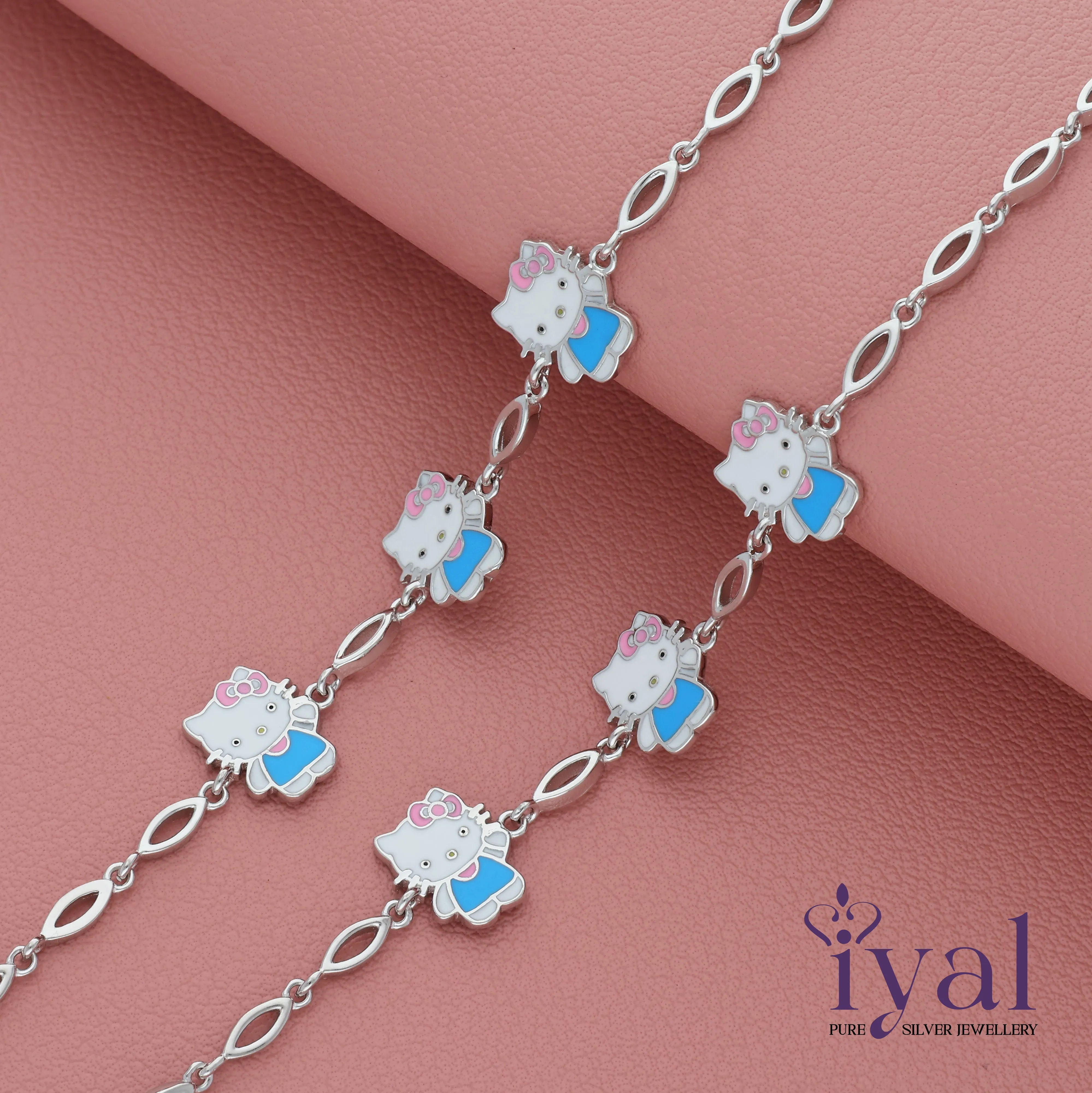 Hello Kitty Silver Anklet for Kids(5  Years)