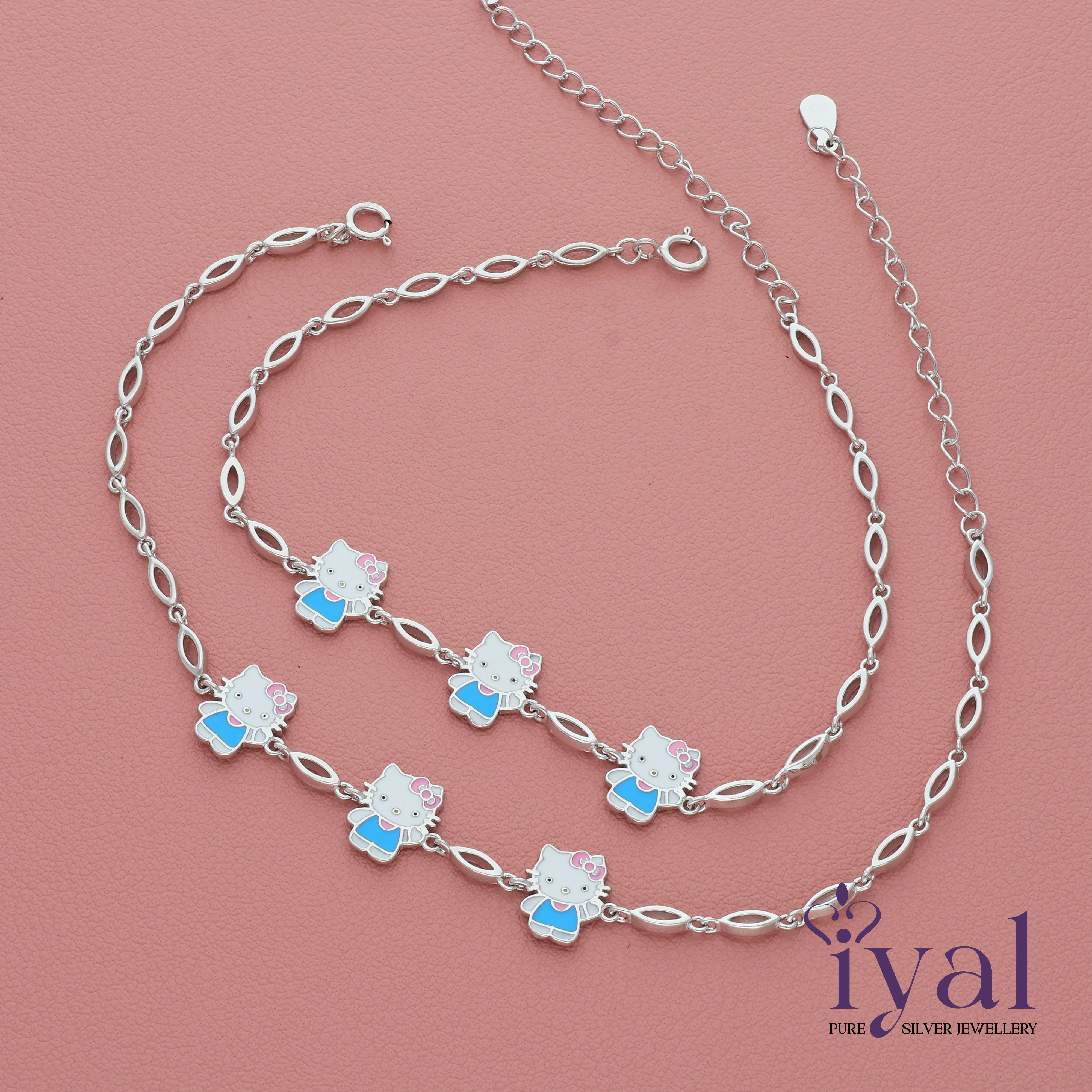 Hello Kitty Silver Anklet for Kids(5  Years)