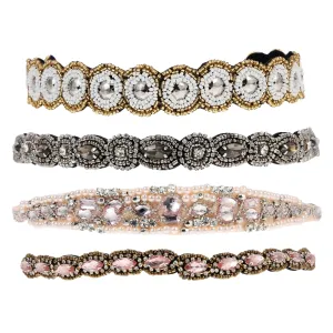 Hemoton 4Pcs Women Rhinestone Beaded Elastic Headbands Stylish Hair Accessories with Beads and Pearls for Everyday Wear and Special Occasions