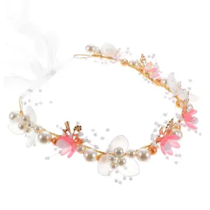 Hemoton Flower Girl Headband with Pearl Hair Accessory for Sweet Floral Crown for Weddings Headband for Flower Girl Outfits and Special Occasions