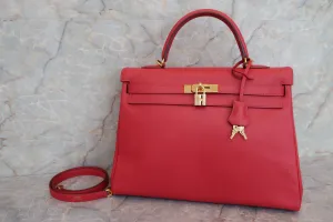 HERMES／エルメス ケリー35 クシュベル ルージュヴィフ □G刻印 ショルダーバッグ 700010073