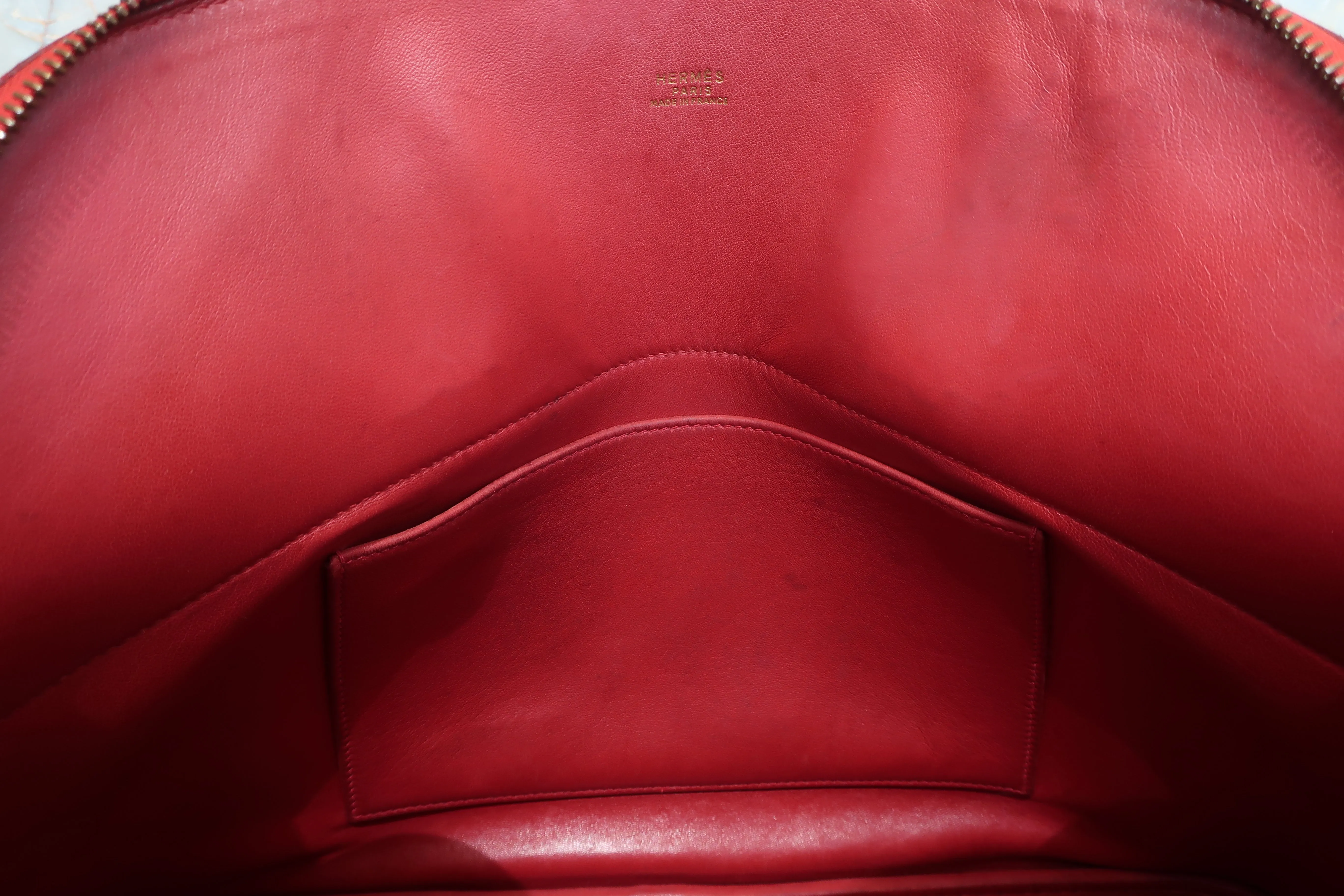 HERMES／エルメス ボリード35 クシュベル ルージュヴィフ 〇Z刻印 ショルダーバッグ 600090263