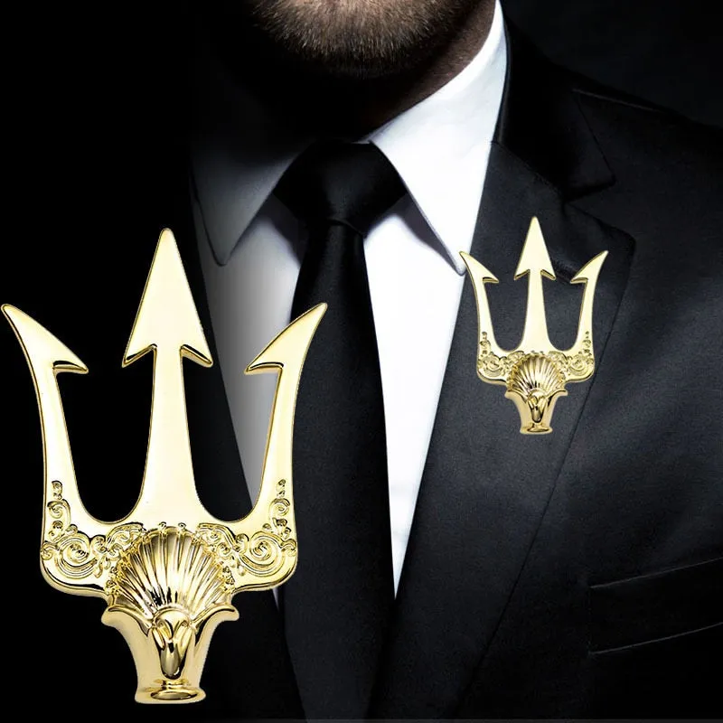 High-end British Stlye Vintage Trident Brooch Men