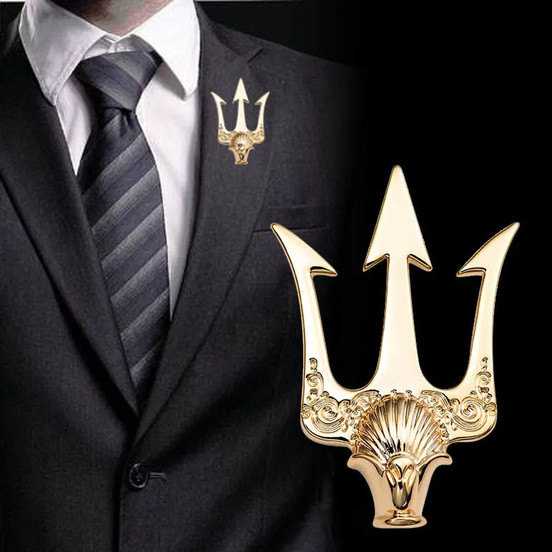 High-end British Stlye Vintage Trident Brooch Men