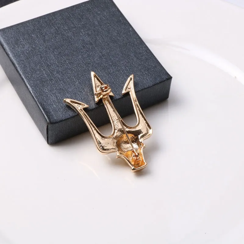 High-end British Stlye Vintage Trident Brooch Men