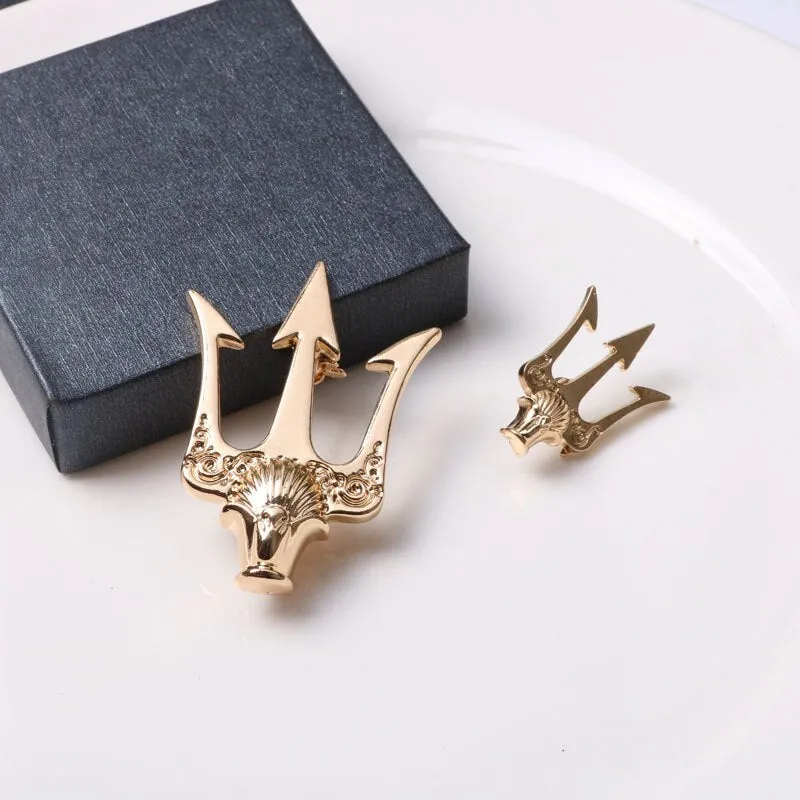 High-end British Stlye Vintage Trident Brooch Men