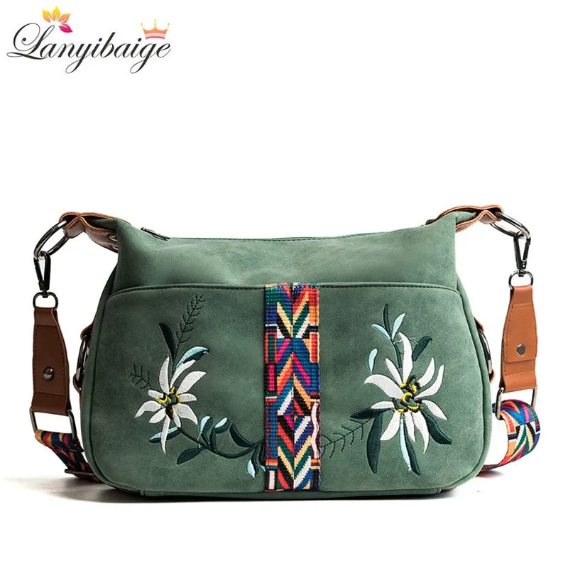 High Quality Abrasive Fabric Women Bag Fashion Embroidery Handbag Female Crossbody Bags Designer Multifunction Shoulder Bag Tote