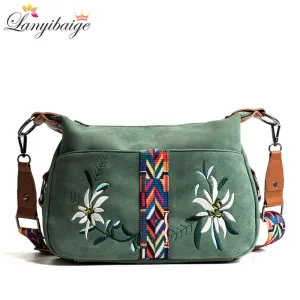 High Quality Abrasive Fabric Women Bag Fashion Embroidery Handbag Female Crossbody Bags Designer Multifunction Shoulder Bag Tote
