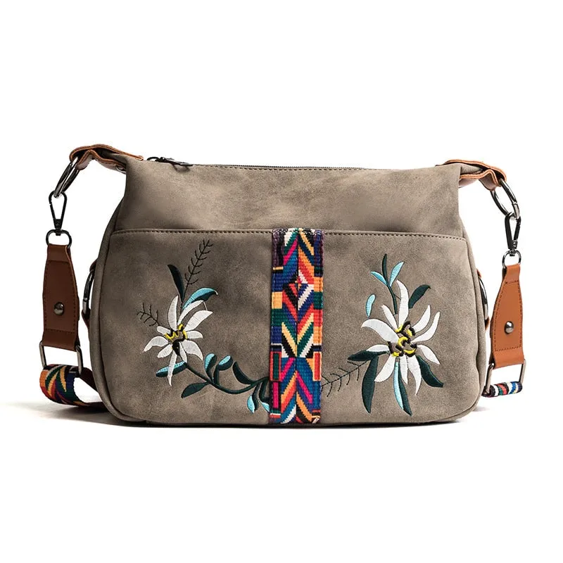 High Quality Abrasive Fabric Women Bag Fashion Embroidery Handbag Female Crossbody Bags Designer Multifunction Shoulder Bag Tote