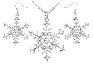 Hines Winter Snowflake Holiday Fun Necklace Vtg Earring Set