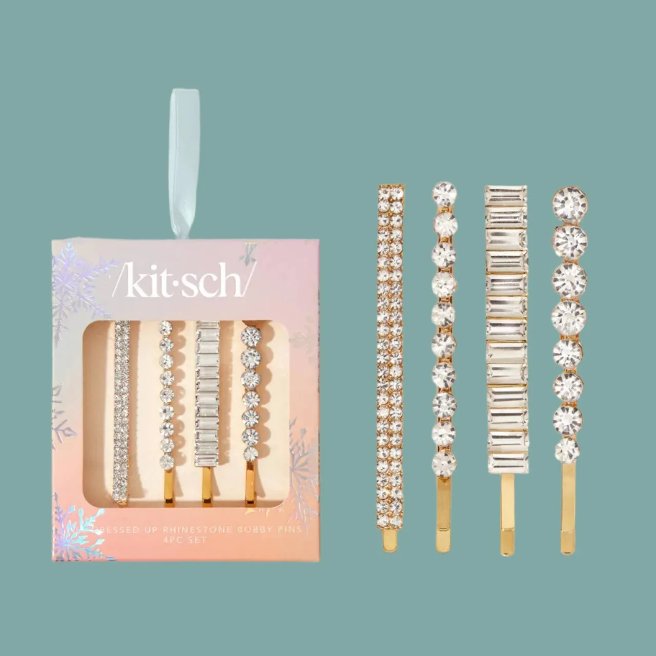 Holiday All Dressed up Rhinestone Bobby Pins 4pc Set