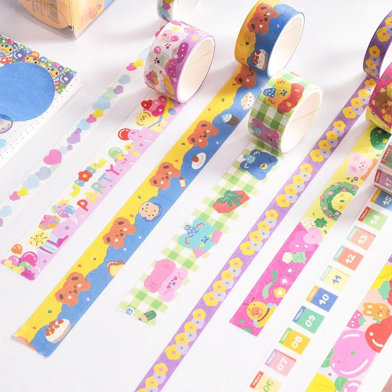 Holiday Party Cute Cartoon Animal Washi Tape Set
