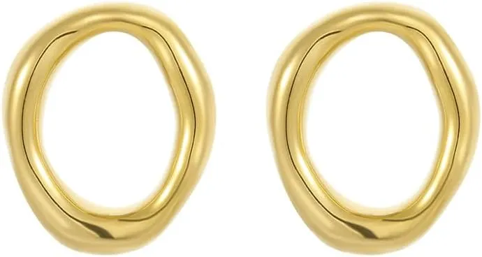 Hollow Round Stud Earrings for Women Geometry Irregular Circle Stud Earrings Stainless Steel Minimalist Statement Earrings Fashion Ear Jewelry