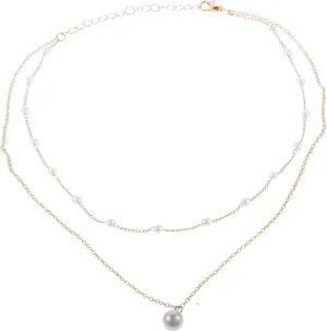 Homoyoyo Gold Pearl Necklace for Women Layered Jewelry Trendy Gold Layered Necklace
