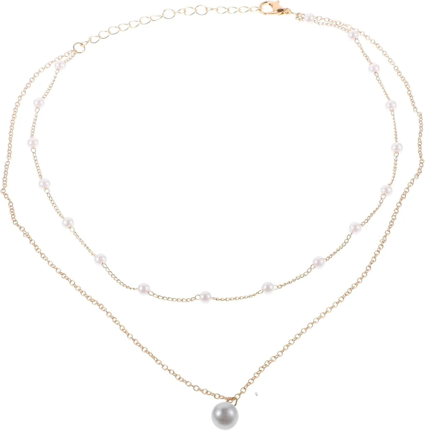 Homoyoyo Gold Pearl Necklace for Women Layered Jewelry Trendy Gold Layered Necklace