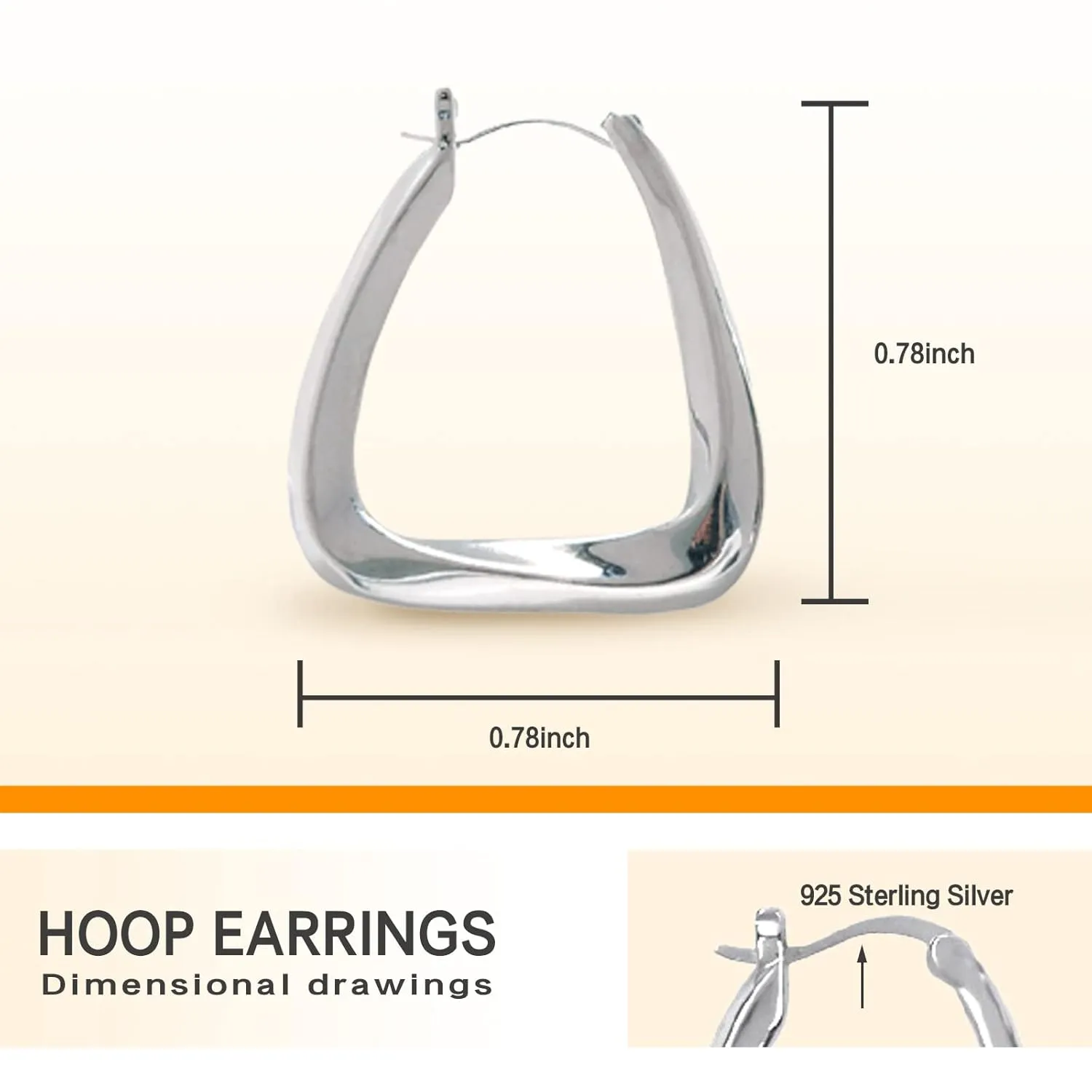 Hoop Earrings U-shaped Hoop Earring S925 Sterling Silver Hypoallergenic Gifts for Women Girls (silver)